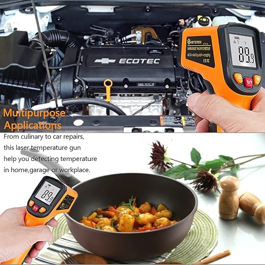 Ketotek Digital Infrared Thermometer Temperature Gun -58°F to 1112 °F(-50°C to 600°C) Handheld Non Contact IR Laser Thermometer KT600Y for Cooking Meat Refrigerator Pool Pizza Oven BBQ Food
