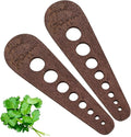 2 Pcs Herb Stripper Tool, Wooden Herb Stripper Vegetable Leaf Remover 8 Different Aperture Designs Wood Stripping Strippers Suitable for Herbs, Parsley, Coriander, Thyme, Rosemary (Brown)