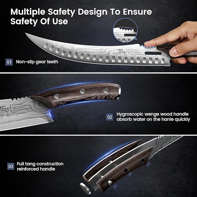 SYOKAMI Butcher Knife Set, Cleaver, Breaking & Boning Knife for Meat & BBQ