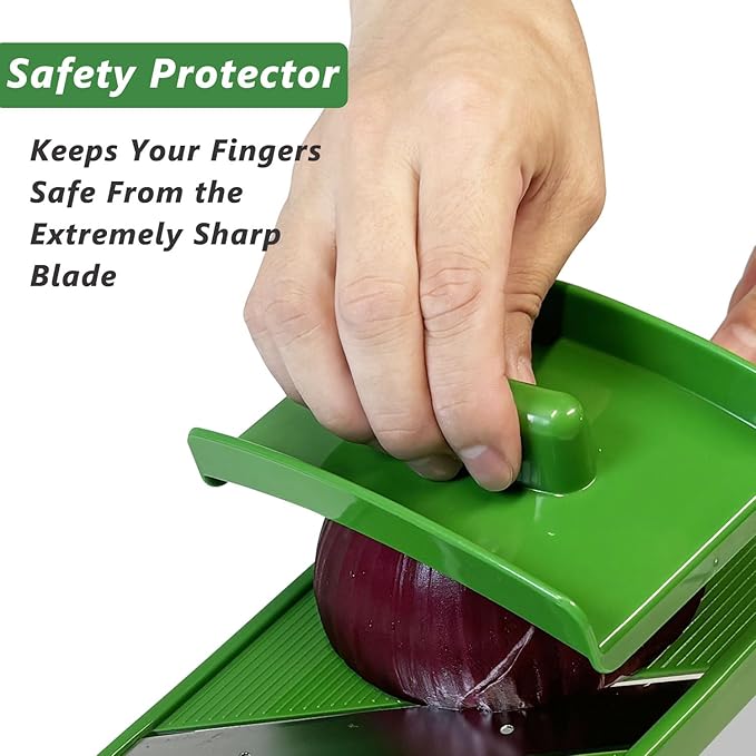 RCOAIMT Large Cabbage Slicer, 1mm Ultra-Thin Mandoline Slicer with Safety Guard & Cleaning Brush, Stainless Steel Vegetable Shredder for Coleslaw, Sauerkraut, Salad, Onion, Potato Chips, Green