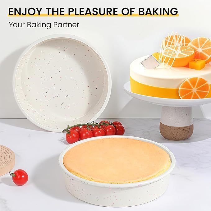 Vinino 10 Inch Cake Pans, 2 Pack Silicone Pans with Steel Frame
