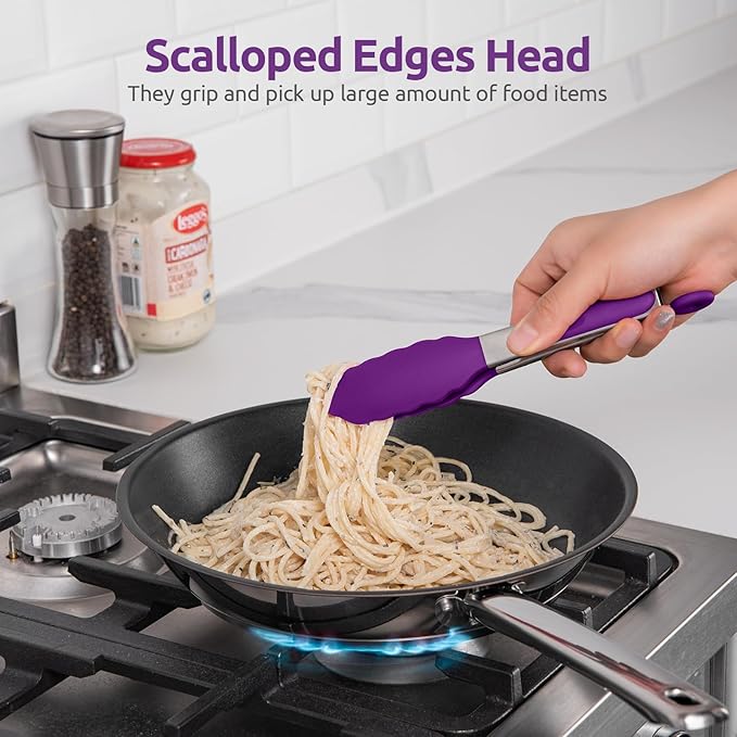U-Taste Kitchen Tong for Cooking, 600ºF Heat-Resistant Tps, 7in/Purple