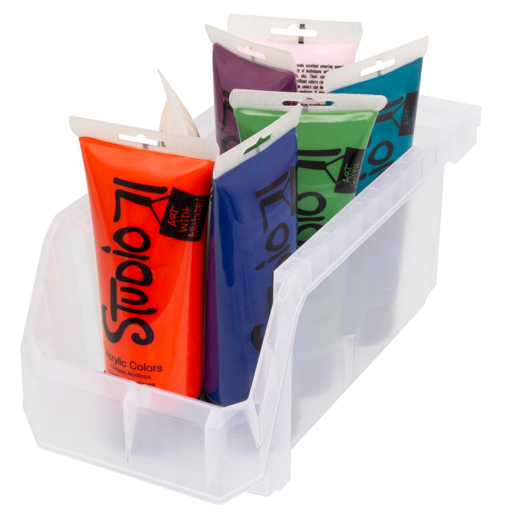 ReadySpace Medium Plastic Storage Bins, Stackable Organizer Containers for Closet Pantry Shelf Garage and Office Organization, Clear, 8 Pack
