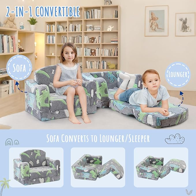 aodisman Thick Comfy Kids Chair and Couch,Foldable Plush Sofa with Pocket