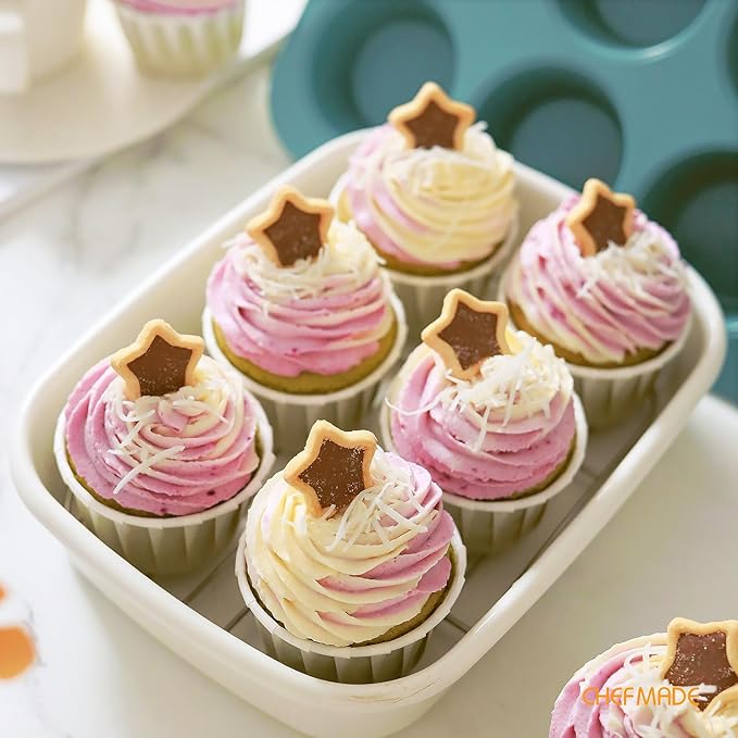 CHEFMADE Muffin Pan, 12-Cups Nonstick Cupcake Baking Tray for Cakes