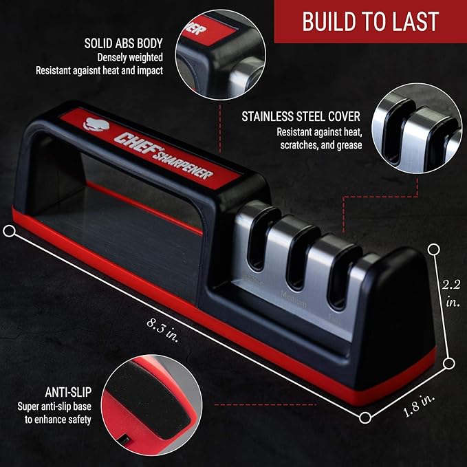 Cubikook Kitchen Knife Sharpener - Complete 3-stage Knife Sharpener CS-T01 with Diamond Dust Rods, Sturdy Design, Non-slip Base Pat, Easy and Safe to Use, Fast and Effective Manual Sharpening Tool