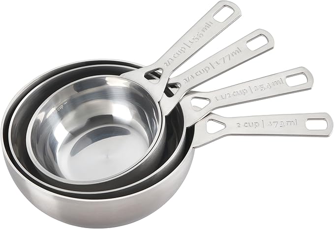 Le Creuset Stainless Steel Batch-Baking Measuring Cups, Set of 4