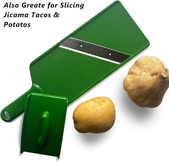 RCOAIMT Large Cabbage Slicer, 1mm Ultra-Thin Mandoline Slicer with Safety Guard & Cleaning Brush, Stainless Steel Vegetable Shredder for Coleslaw, Sauerkraut, Salad, Onion, Potato Chips, Green