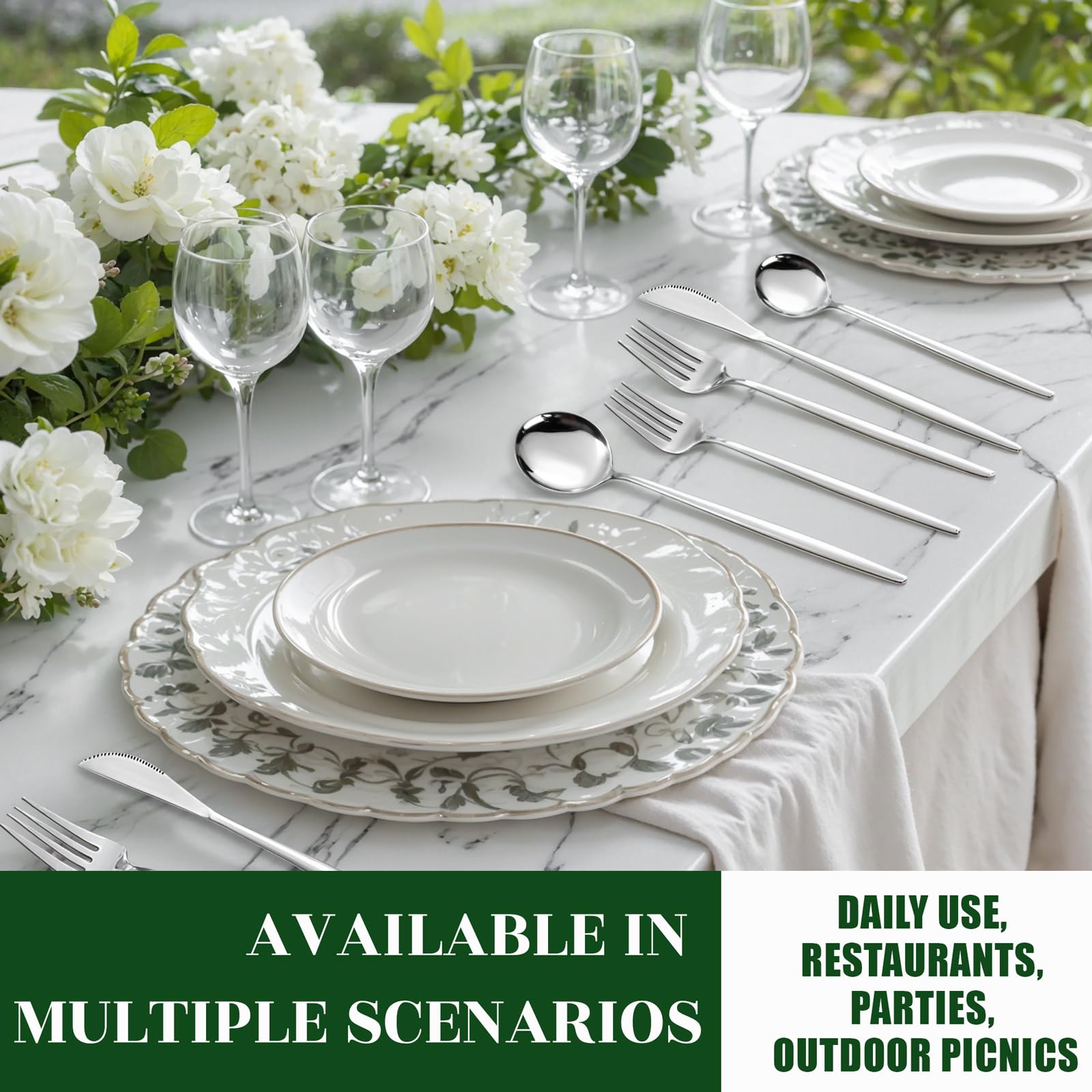 NOCCUR 40-Piece Stainless Steel Silverware Set for 8 - Utensils Set Include Knives Spoons and Forks - Mirror Polished for Home&Party