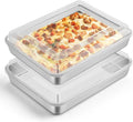 Leonyo Focaccia Bread Pan with Lid, 10.5x 8x 2 Inch Deep Cake Pan Sheet