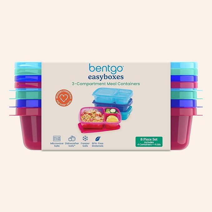 Bentgo Reusable, BPA-Free, Microwave, Dishwasher & Freezer-Safe, Custom-Fit Lids, Lightweight (Jewel Brights)