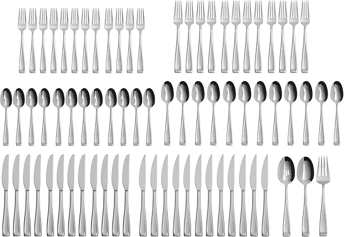 Oneida Moda 75-Piece 18/10 Silverware Set for 12, Flatware