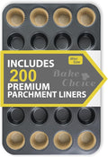Bake Choice Mini Muffin Pan with 200 Cupcake Liners, Mini Cupcake Pans