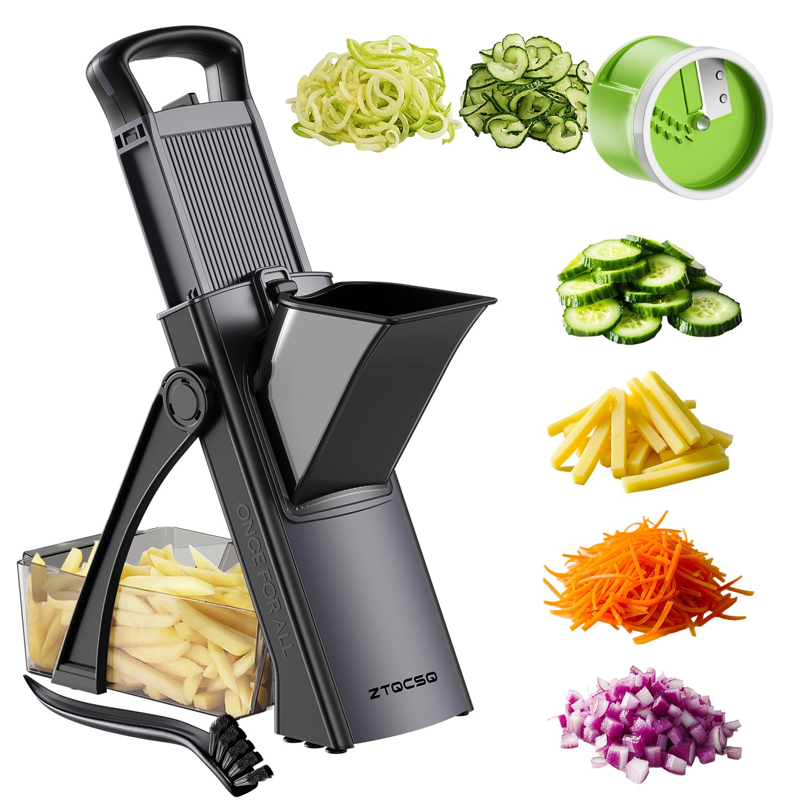 ZTQCSQ [All in 1] Safe Mandoline Veggie Slicer + Spiralizer for Kitchen