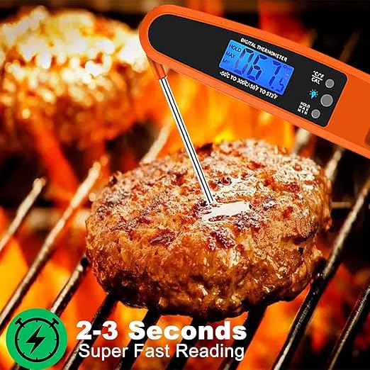 LIKEPAI Orange Instant Read Meat Thermometer for Kitchen Cooking