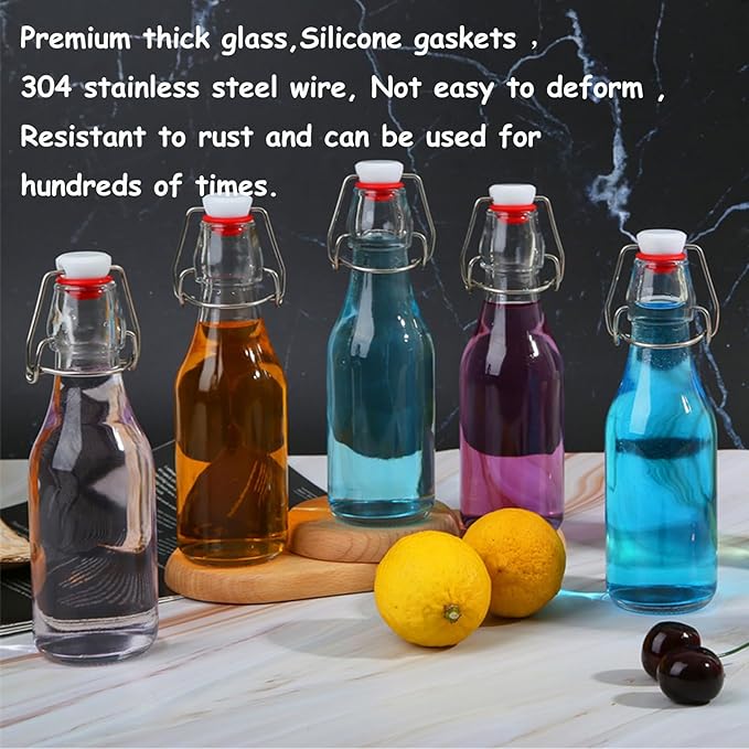 ZEBEIYU 12 Pack 8.5 oz swing top glass bottles,flip top glass bottle with airtight lid for home brewing,kombucha,kefir,vanilla extract,beer,oil,vinegar,homemade juices,soda,beverages,2nd fermentation