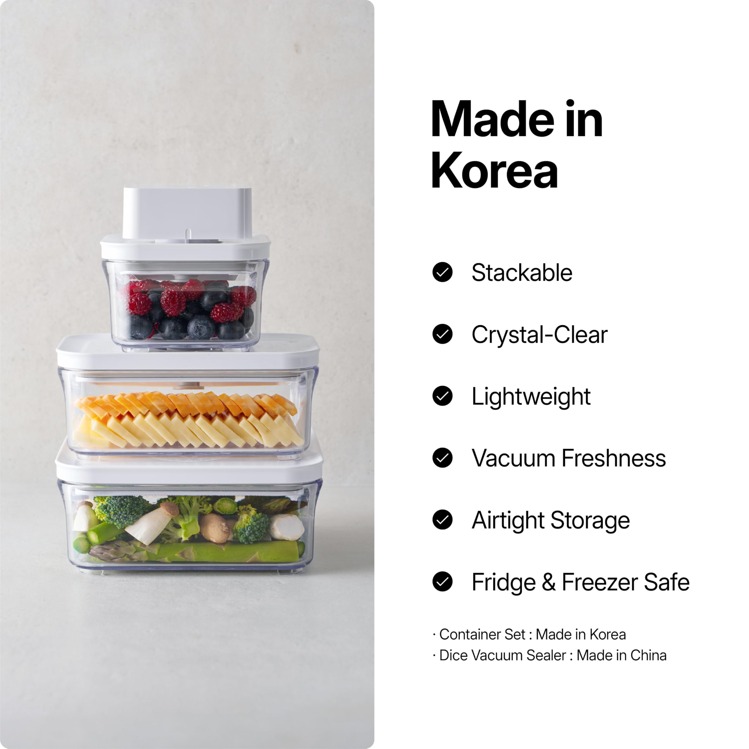 VAKUEN Premium Airtight Food Storage Containers, 2PC-SET(0.53qt), Smart One-Click Seal Lid, Patented Double Silicone Lining, 100% Leak Proof, BPA-FREE, Dishwasher, Freezer & Microwave Safe