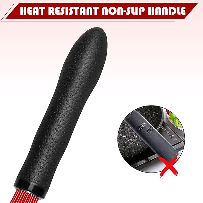 TEEVEA Silicone Whisk 11 Inch, Non-Slip Handle Heat Resistant Non-Scratch