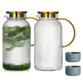 Buaic 2 PACK Glass Pitcher with Lid, 68 oz Glass Carafe with Silicone Base