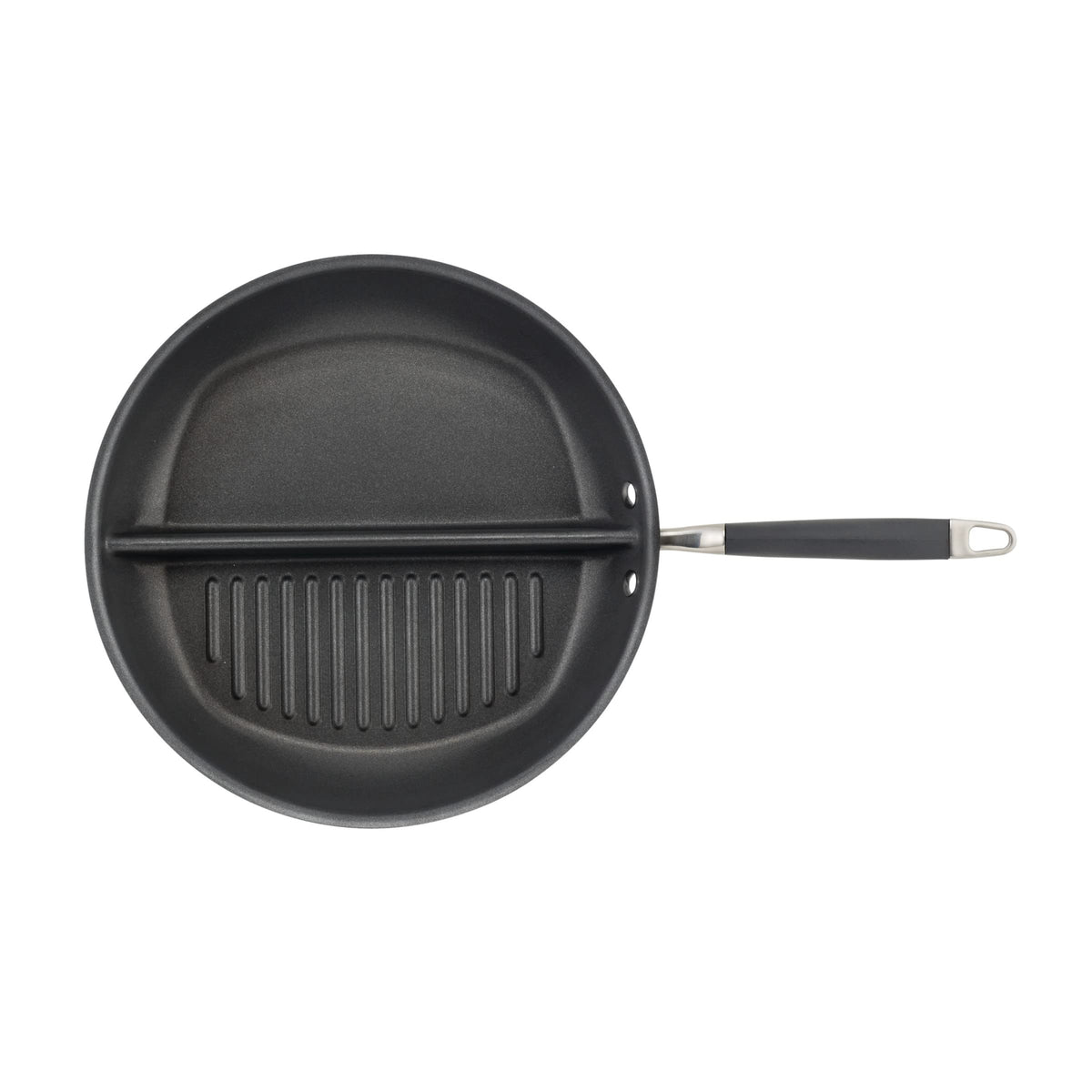 Anolon Advanced Hard Anodized Nonstick Divided Grill / Griddle Pan / Skillet - 12.5 Inch, Gray
