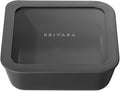 BRIVARA HOME Glass Food Storage Container with Lid, 5-Cup Medium Square | Microwave-Safe Airtight Lid, Oven-Safe Ceramic-Coated Glass | Zero Plastic, No PFAS/PFOA/BPA, Reusable [Onyx]