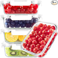BAYZZ 5 Pack 35 Oz Glass Food Storage Containers with Lids, White
