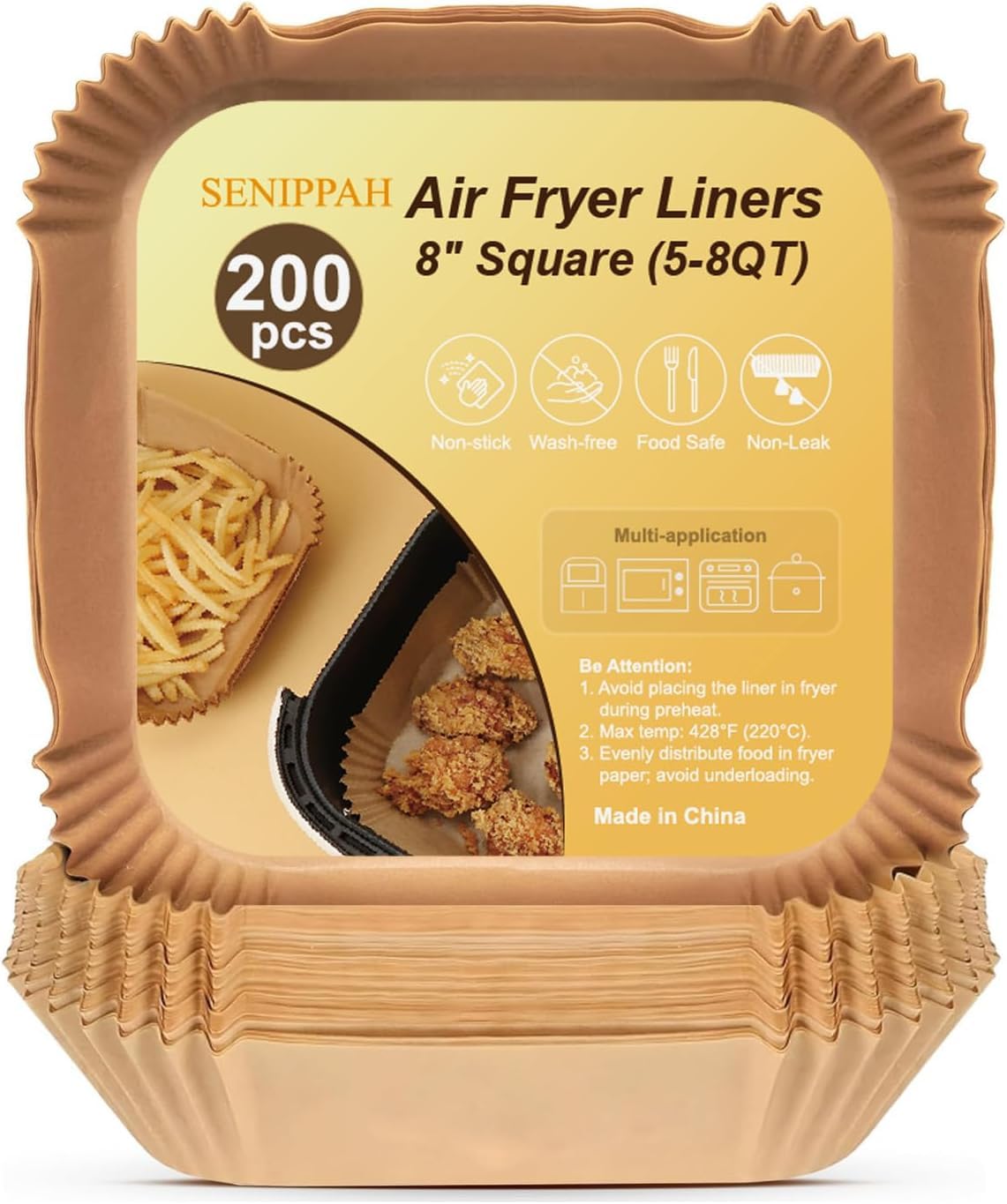 Disposable Parchment Paper for Air Fryer Liners 200 Sheets 8-Inches