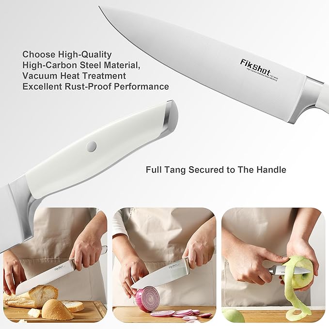 Fikshot 14-Piece Knife Set – German High Carbon Stainless Steel, White