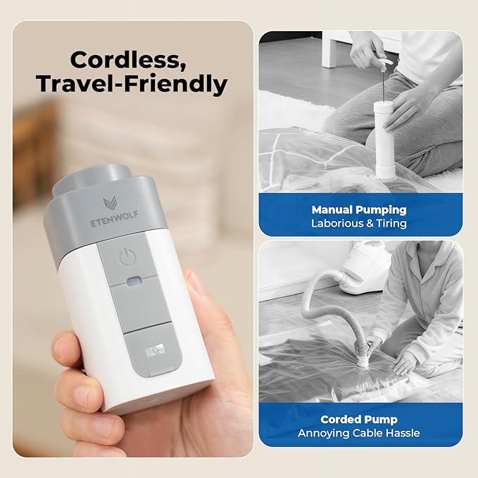 ETENWOLF 20 Combo Vacuum Storage Bags for Travel with Wireless Pump