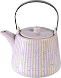 Yundu Ceramic Teapots for Tea, 1000ml/33.8oz Tea Pot with Infusers for Loose Tea, Striped Tea Pot with Removable Tea Infuser - Reactive Pueple