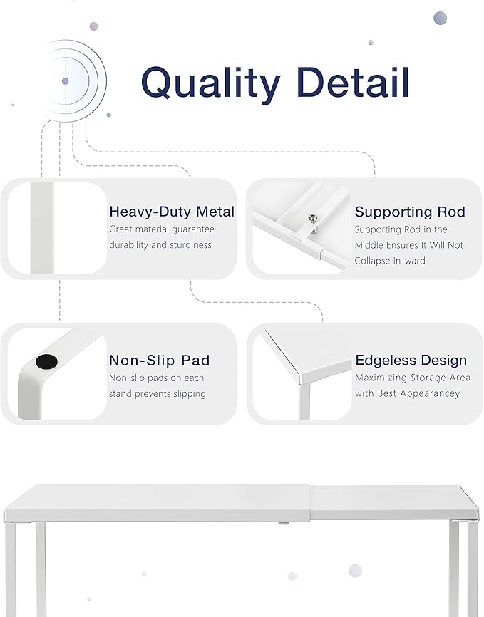 Nxconsu Expandable Cabinet Shelf, Shelf Riser for Cabinets, 10" White