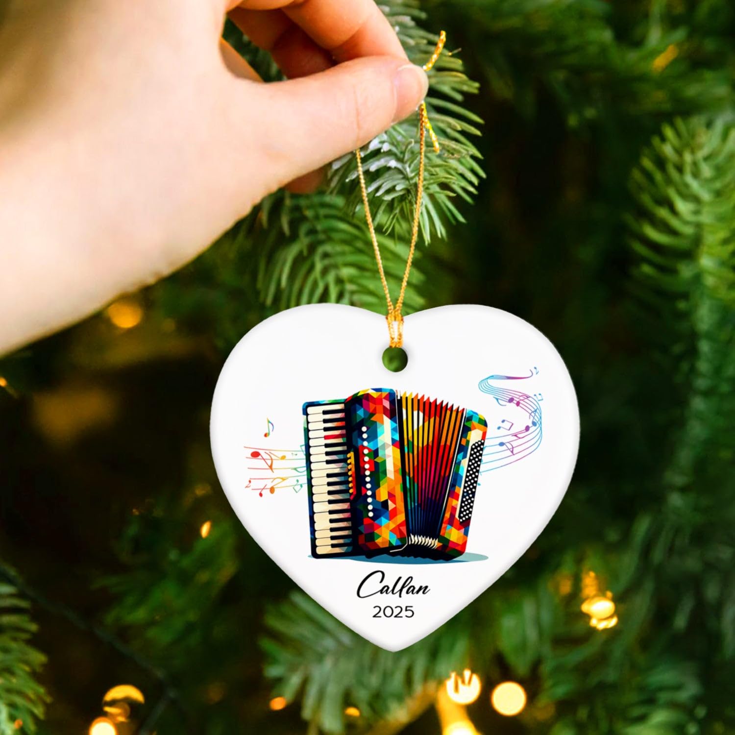 Accordion Ceramic Ornament 2026, Customized Name & Year Accordion Xmas Ornament Gifts for Accordionist, Musical Instrument Ceramic Ornaments Christmas, Accordionist Christmas Ornaments Keepsake Tree