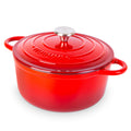 Cast Iron Pot with Lid - Non-Stick Ovenproof Enamelled Casserole Pot, Oven Safe up to 500° F-Sturdy Dutch Oven Cookware-Red, 5-Quart, 24cm-by Nuovva