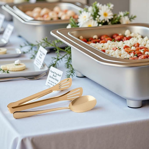 12PCS Gold Serving Utensils Set,Includes 8 large serving spoons,4 serving tongs