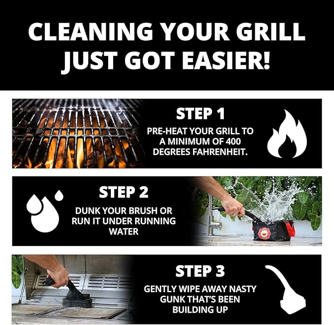 Grill Rescue BBQ Replaceable Scraper Cleaning Head, [Rescue-Upgraded], Bristle Free Grill Brush, Durable and Unique Scraper Tools for Cast Iron or Stainless-Steel Grates, Barbecue Cleaner (Rescue Pro)