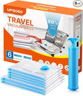 UPGOGO Vacuum Travel Bags Combo 6 Pack - Space Saver Vacuum Storage Bags for Clothing, Blankets, Pillows - Travel Essentials