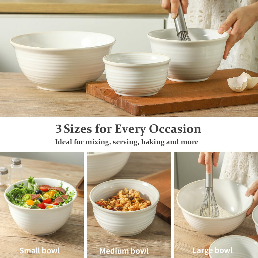 HASENSE Soup Bowls for Kitchen, 40 Ounce Large Cereal Bowls, 7 Inch Ceramic Serving Bowls for Salad Pasta Soup Popcorn, Dishwasher & Microwave Safe, Set of 4(Blue)