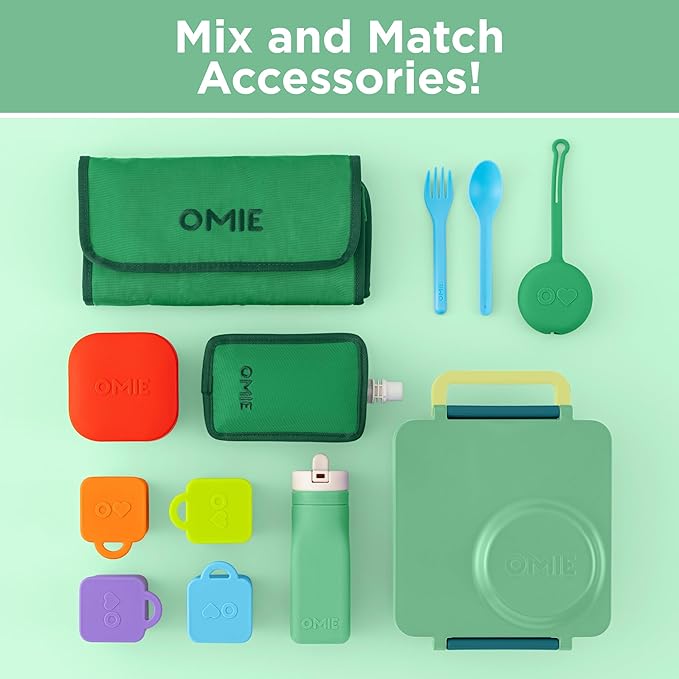 Omie OmieBox Kids Insulated Leakproof Bento Lunch Box with Food Jar (Meadow)