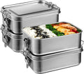 Tideme 4 PCS Bento Boxes, 850 ML Stainless Steel Lunch Boxes, Food Storage Containers, Portable Metal Lunch Containers, Lockable Clips to Leak Proof, Reusable Dishwasher Safe Lunch Snack Boxes