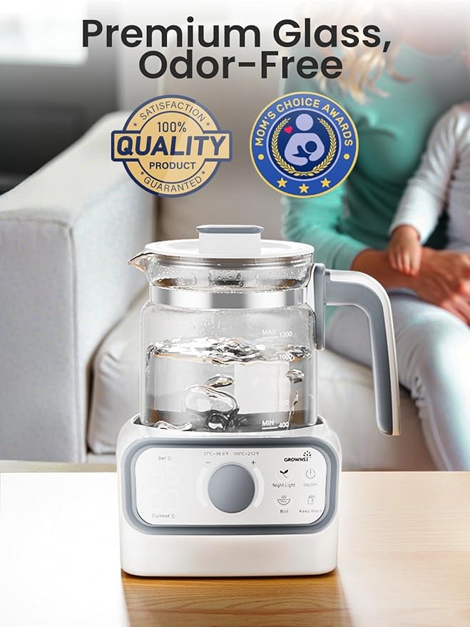 GROWNSY Baby Instant Warmer & Glass Water Boiler with LCD Display and Timer
