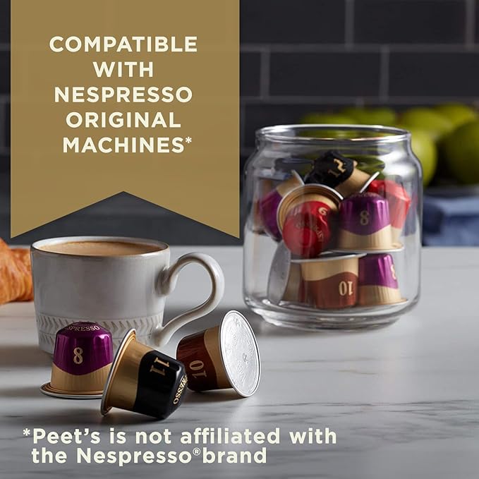 Peet's Coffee, Medium Roast Espresso Capsules Variety Pack, Compatible with Nespresso Original Machine, 100% Arabica Coffee - Intensity 8-9, 40 Count (4 Boxes of 10 Espresso Capsules)
