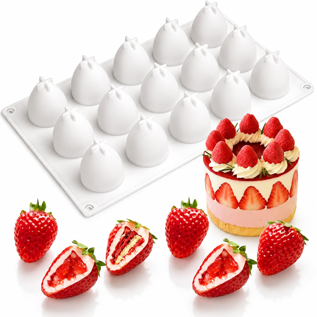 OCPO Kitchen Orange Silicone Mold for Baking Mousse Cake, 8 Cavities