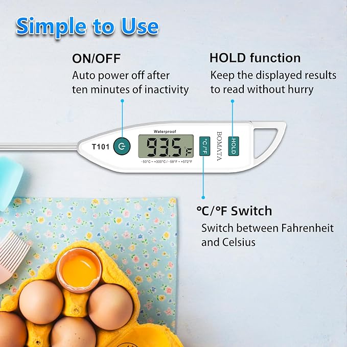 BOMATA Digital Water Thermometer for Liquid, Cooking, IPX7 Waterproof