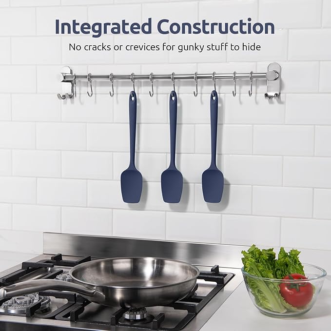 U-Taste Silicone Spoon Spatula Set of 3, 600°F High Temp, Midnight Blue