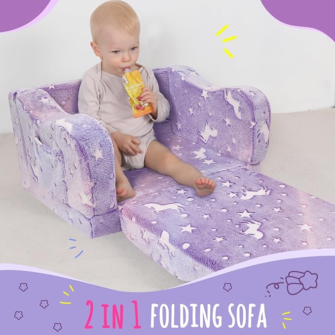 aodisman Thick Comfy Kids Chair and Couch,Foldable Plush Sofa with Pocket