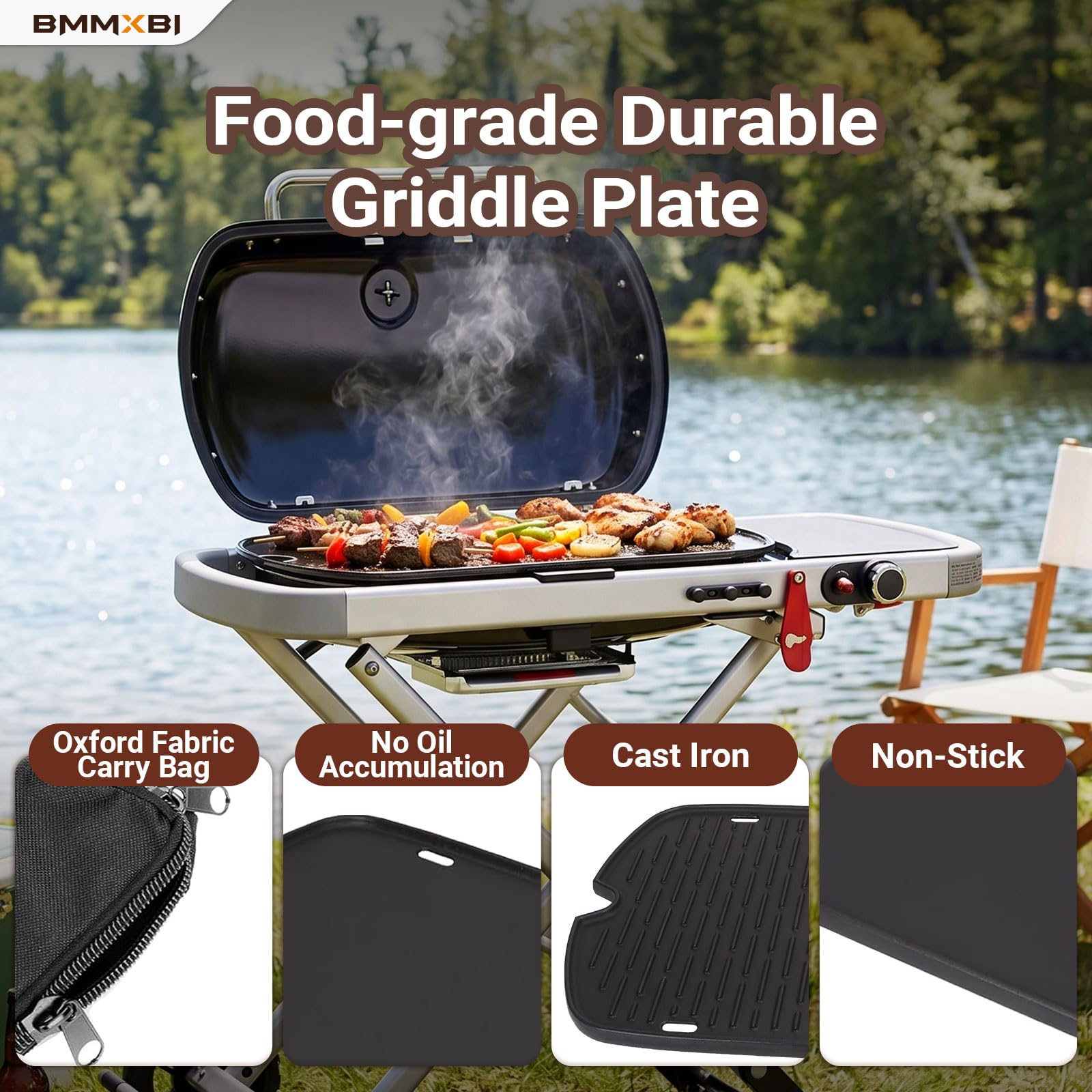 Cast Iron Griddle with Carry Bag for Weber Traveler Grill 9010001 9020001