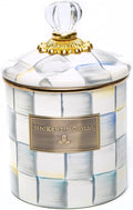 MACKENZIE-CHILDS Enamel Canister, Small, Gray-and-White Sterling Check