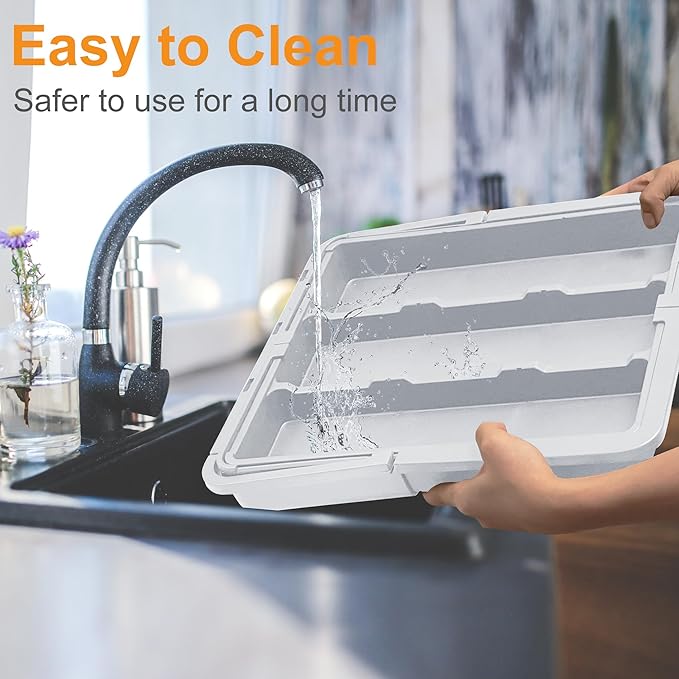 Homecor Large Utensil Organizer for Kitchen Drawer, Expandable Silverware Drawer Organizer Cooking Tray, Cutlery and Flatware Utensil Holder Kitchen Spatula Tools Storage with 3 Dividers, Grey