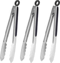 HINMAY Stainless Steel Kitchen Tongs 9-Inch Cooking Tongs, Set of 3