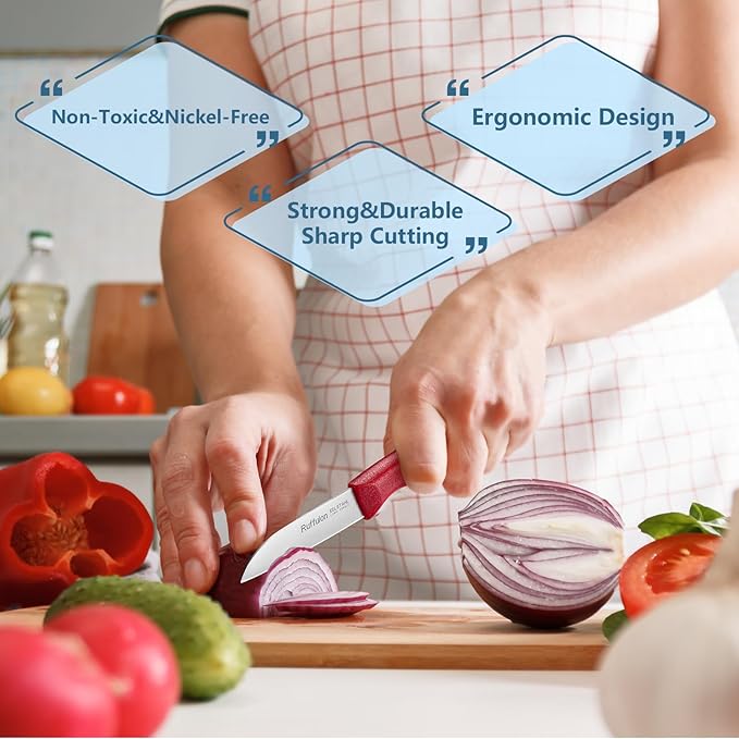 Vegetable and Fruit Knives set,Sharp Serrated Paring Knife,Ergonomic Handle